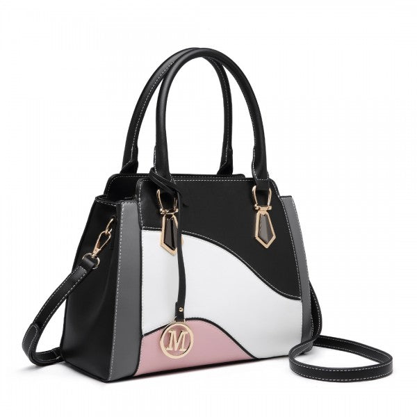 LG2254 - Miss Lulu Pretty Colour Combination Leather Handbag Tote Bag