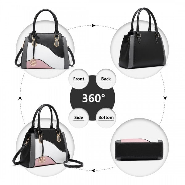 LG2254 - Miss Lulu Pretty Colour Combination Leather Handbag Tote Bag