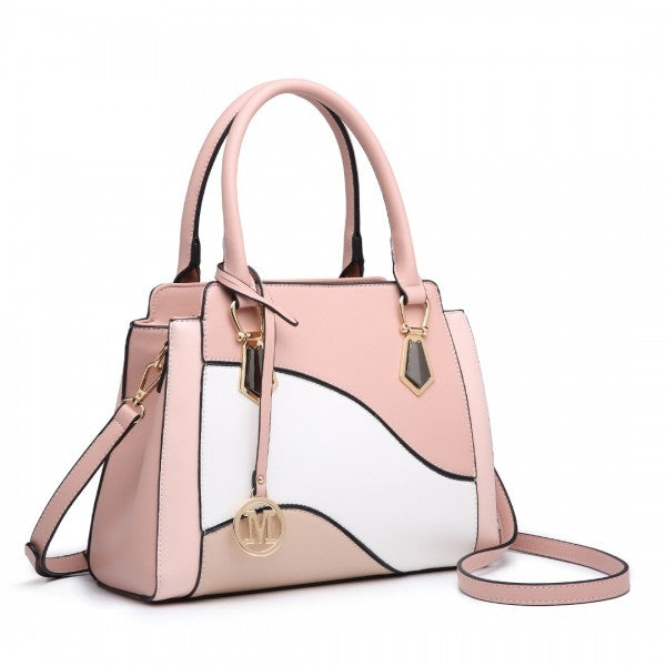 LG2254 - Miss Lulu Pretty Colour Combination Leather Handbag Tote Bag