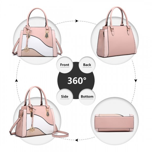 LG2254 - Miss Lulu Pretty Colour Combination Leather Handbag Tote Bag