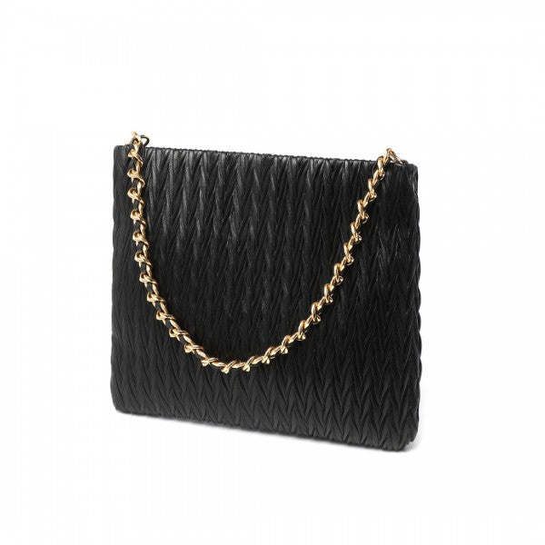 LG2338 - Miss Lulu Sophisticated Embossed PU Leather Commuter Shoulder Bag With Chain Strap - Camel