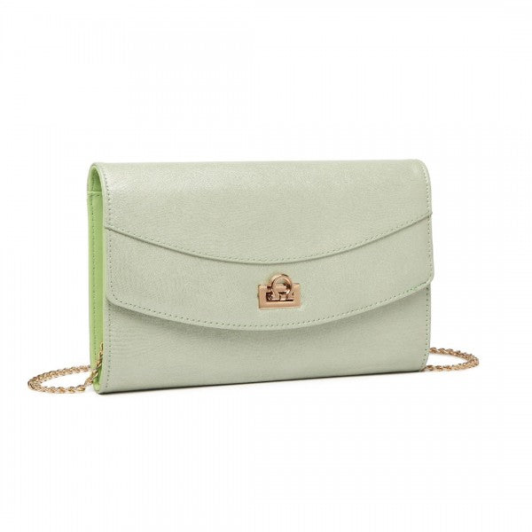 LP2219 - Miss Lulu Elegant Flap Clutch Leather Chain Evening Bag