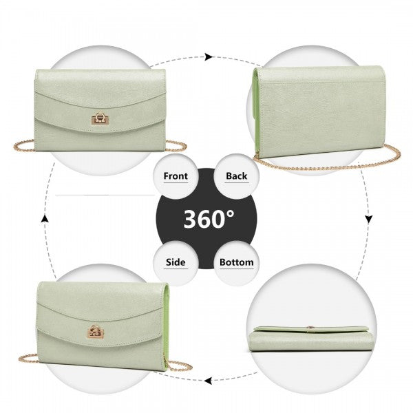 LP2219 - Miss Lulu Elegant Flap Clutch Leather Chain Evening Bag