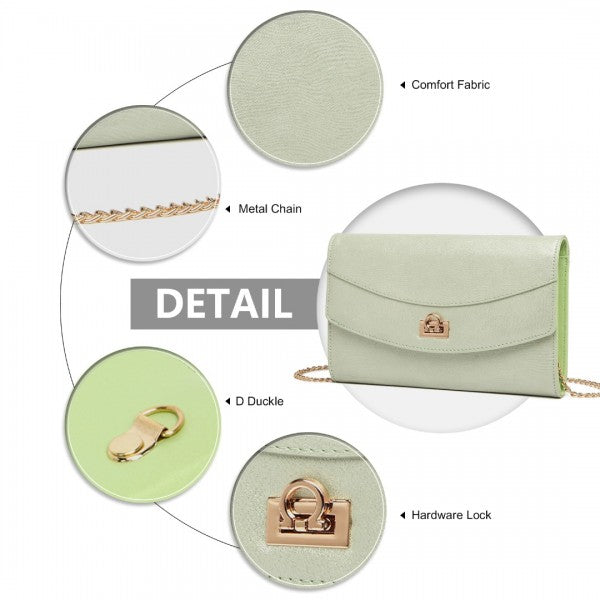 LP2219 - Miss Lulu Elegant Flap Clutch Leather Chain Evening Bag