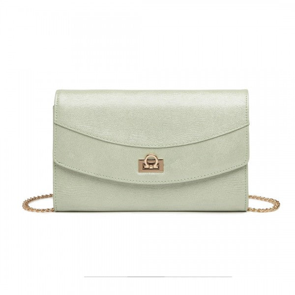 LP2219 - Miss Lulu Elegant Flap Clutch Leather Chain Evening Bag