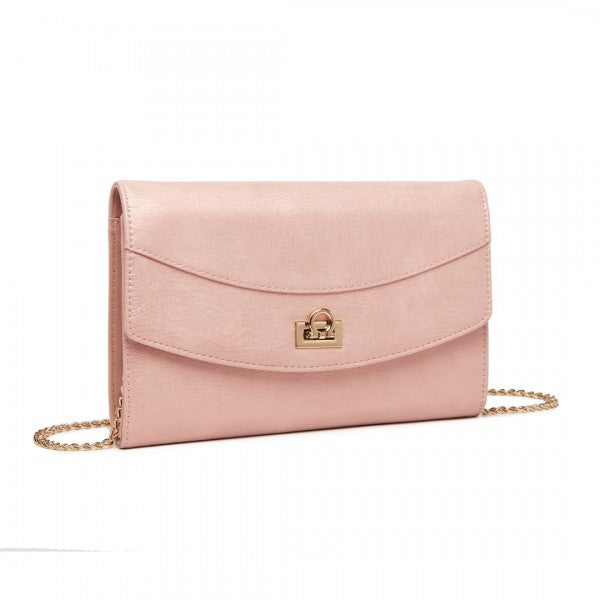 LP2219 - Miss Lulu Elegant Flap Clutch Leather Chain Evening Bag