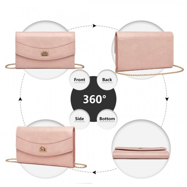 LP2219 - Miss Lulu Elegant Flap Clutch Leather Chain Evening Bag