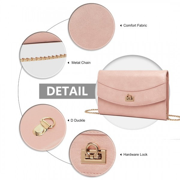 LP2219 - Miss Lulu Elegant Flap Clutch Leather Chain Evening Bag