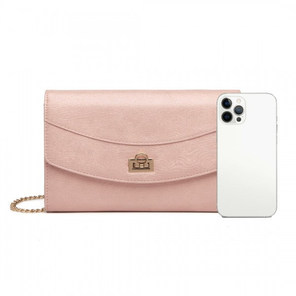 LP2219 - Miss Lulu Elegant Flap Clutch Leather Chain Evening Bag