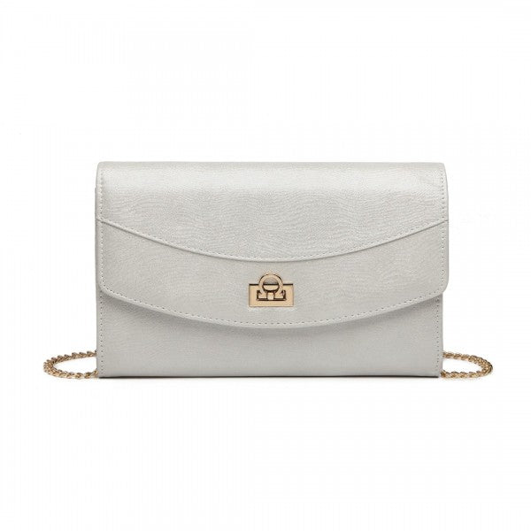 LP2219 - Miss Lulu Elegant Flap Clutch Leather Chain Evening Bag