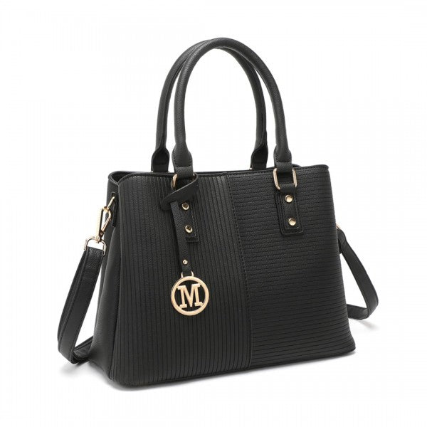 LT2352 - Miss Lulu Modern Elegance PU Leather Lady's Tote - Black And Brown