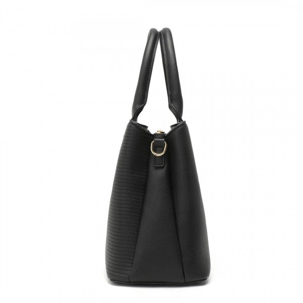 LT2352 - Miss Lulu Modern Elegance PU Leather Lady's Tote - Black And Brown