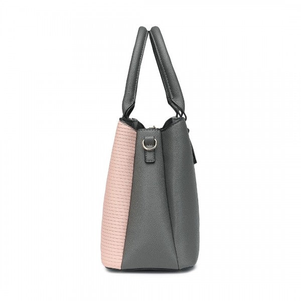 LT2352 - Miss Lulu Modern Elegance PU Leather Lady's Tote - Black And Brown