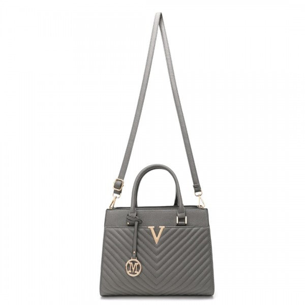 LT2357 - Miss Lulu Chic V-Quilted PU Leather Sophisticated Handbag