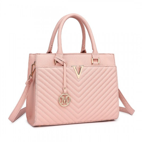 LT2357 - Miss Lulu Chic V-Quilted PU Leather Sophisticated Handbag