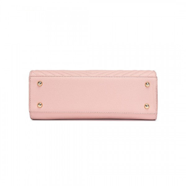 LT2357 - Miss Lulu Chic V-Quilted PU Leather Sophisticated Handbag