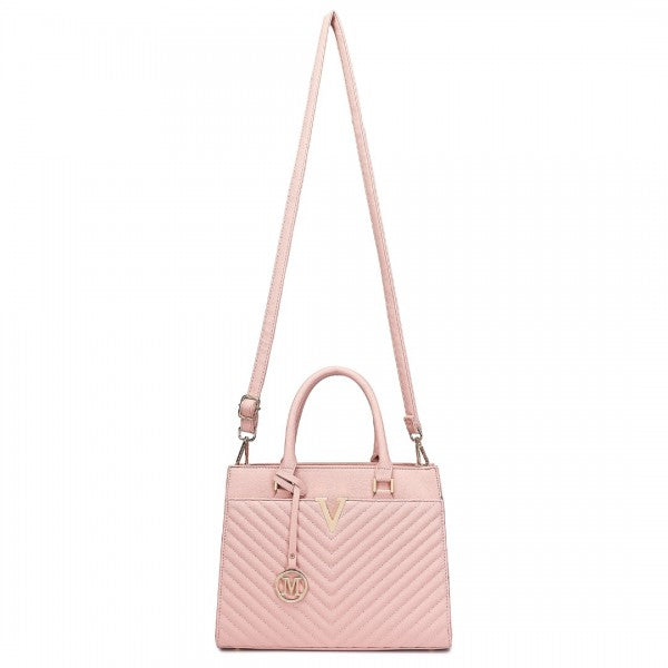 LT2357 - Miss Lulu Chic V-Quilted PU Leather Sophisticated Handbag