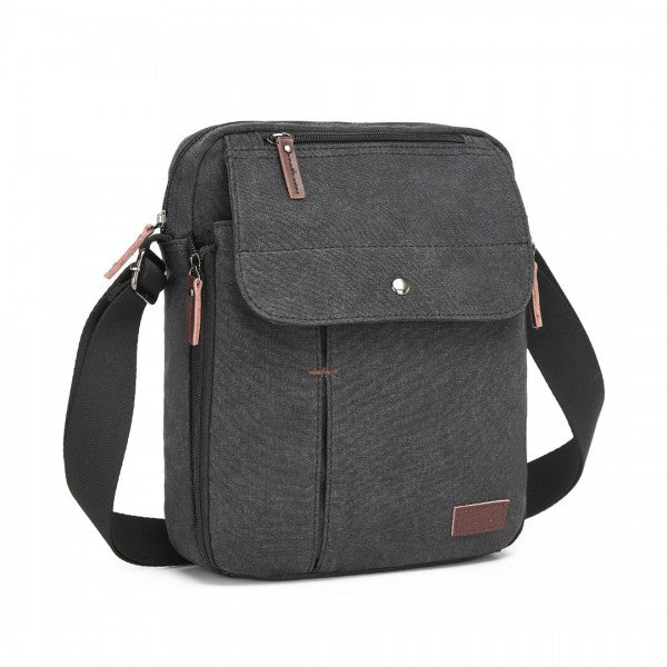 MSK2455 - Kono Canvas Crossbody Shoulder Bag – Multi-Pocket Messenger Bag with Adjustable Strap and Front Organizer Panel