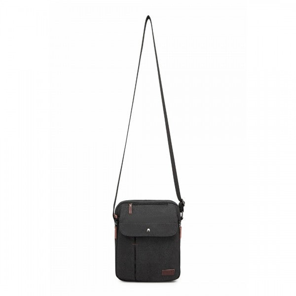 MSK2455 - Kono Canvas Crossbody Shoulder Bag – Multi-Pocket Messenger Bag with Adjustable Strap and Front Organizer Panel