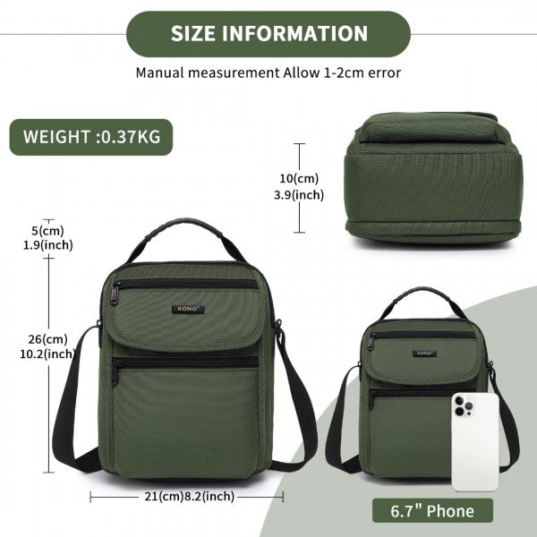 MSK2446 - Kono Durable Men's Crossbody Shoulder Bag with Multiple Pockets - Messenger Bag for Travel, Work, and Daily Use - Navy