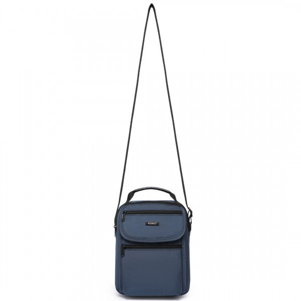 MSK2446 - Kono Durable Men's Crossbody Shoulder Bag with Multiple Pockets - Messenger Bag for Travel, Work, and Daily Use - Navy