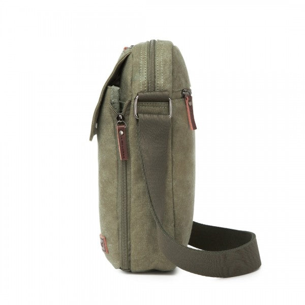 MSK2455 - Kono Canvas Crossbody Shoulder Bag – Multi-Pocket Messenger Bag with Adjustable Strap and Front Organizer Panel