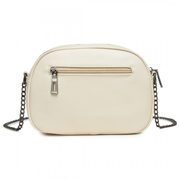 MSM2449 - Miss Lulu Practical Quilted Soft PU Leather Crossbody Shoulder Bag with Chain Strap - Khaki