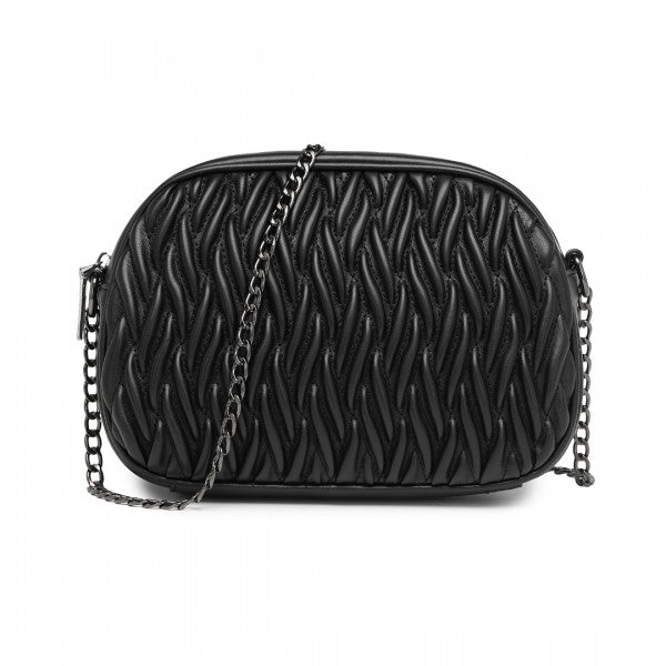 MSM2449 - Miss Lulu Practical Quilted Soft PU Leather Crossbody Shoulder Bag with Chain Strap - Khaki