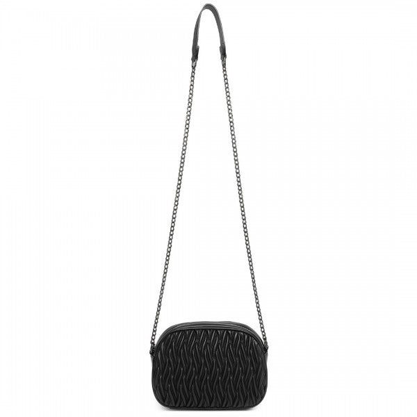 MSM2449 - Miss Lulu Practical Quilted Soft PU Leather Crossbody Shoulder Bag with Chain Strap - Khaki