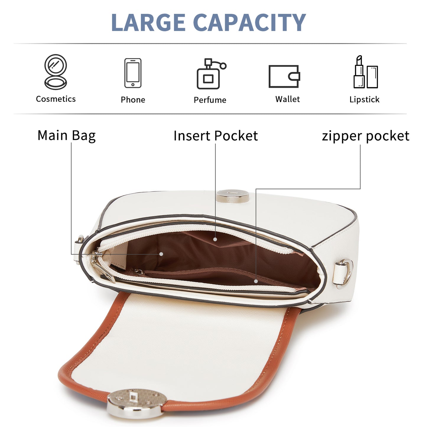 MSM2506 - Miss Lulu Women’s PU Leather Ethnic Style Crossbody Bag with Corduroy Flap and Adjustable Strap - Blue and Beige