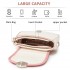 MSM2506 - Miss Lulu Women’s PU Leather Ethnic Style Crossbody Bag with Corduroy Flap and Adjustable Strap - Pink and Beige