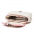 MSM2506 - Miss Lulu Women’s PU Leather Ethnic Style Crossbody Bag with Corduroy Flap and Adjustable Strap - Pink and Beige