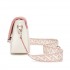 MSM2506 - Miss Lulu Women’s PU Leather Ethnic Style Crossbody Bag with Corduroy Flap and Adjustable Strap - Pink and Beige