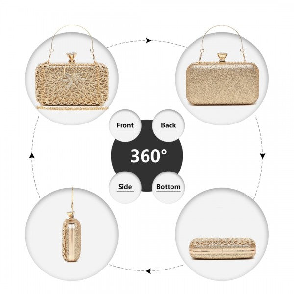 S2227 - Miss Lulu Sparkling Classical Women Clutch Purse Evening Bag - Gold