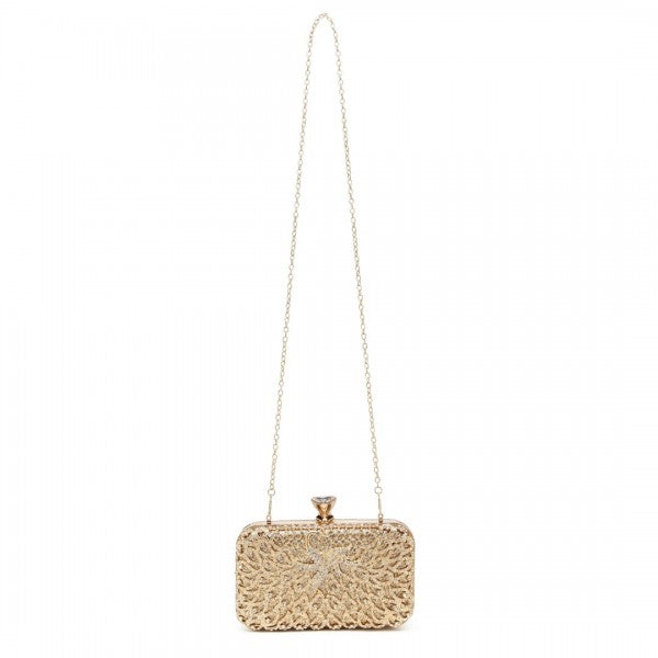 S2227 - Miss Lulu Sparkling Classical Women Clutch Purse Evening Bag - Gold