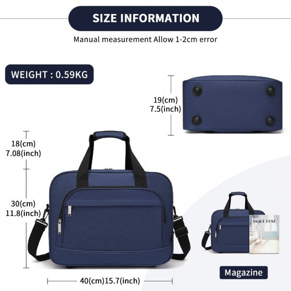 TVK2456 - Kono Water-Resistant Carry-On Cabin Bag with Laptop Compartment for Business Weekend & Daily Use - Black