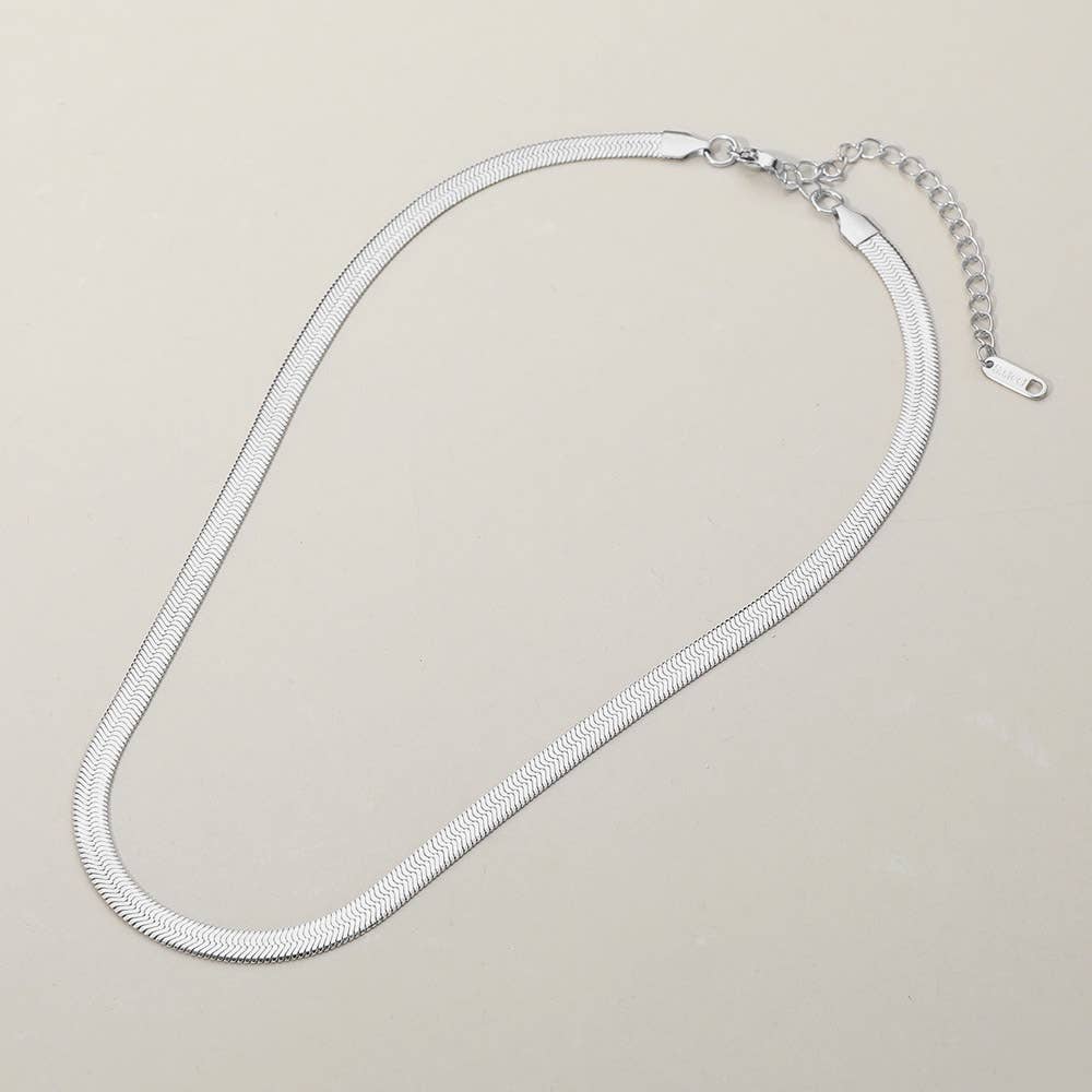 Stainless Steel Herringbone Chain Necklace