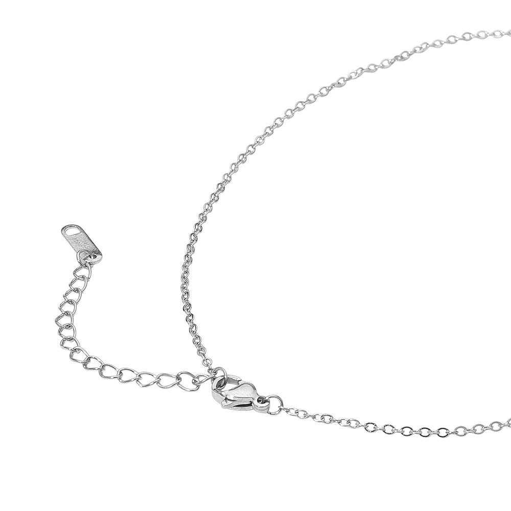 Stainless Steel Enamel Rose Pendant Necklace