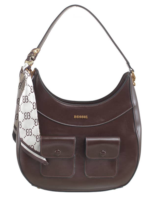 VINTAGE UTILITY HOBO BAG WITH SCARF