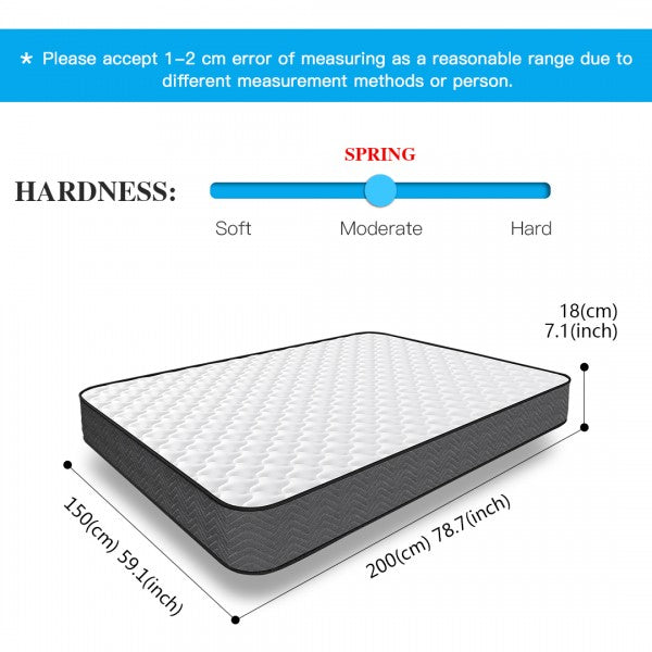 MTS001 - Good Nite King Size Memory Foam & Spring Mattress-150x200x18cm-Quilted, Hypoallergenic, Breathable Design with Lumbar Support