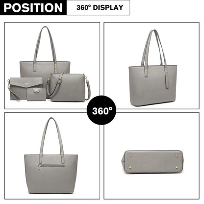 LG6931 - Miss Lulu 4 Piece Handbag Set - Brown