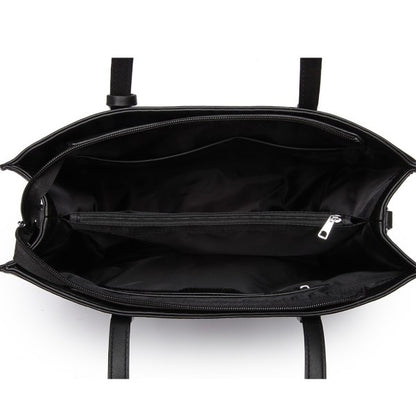 LN1909 - Miss Lulu Glossy Detail Shoulder Bag - Black