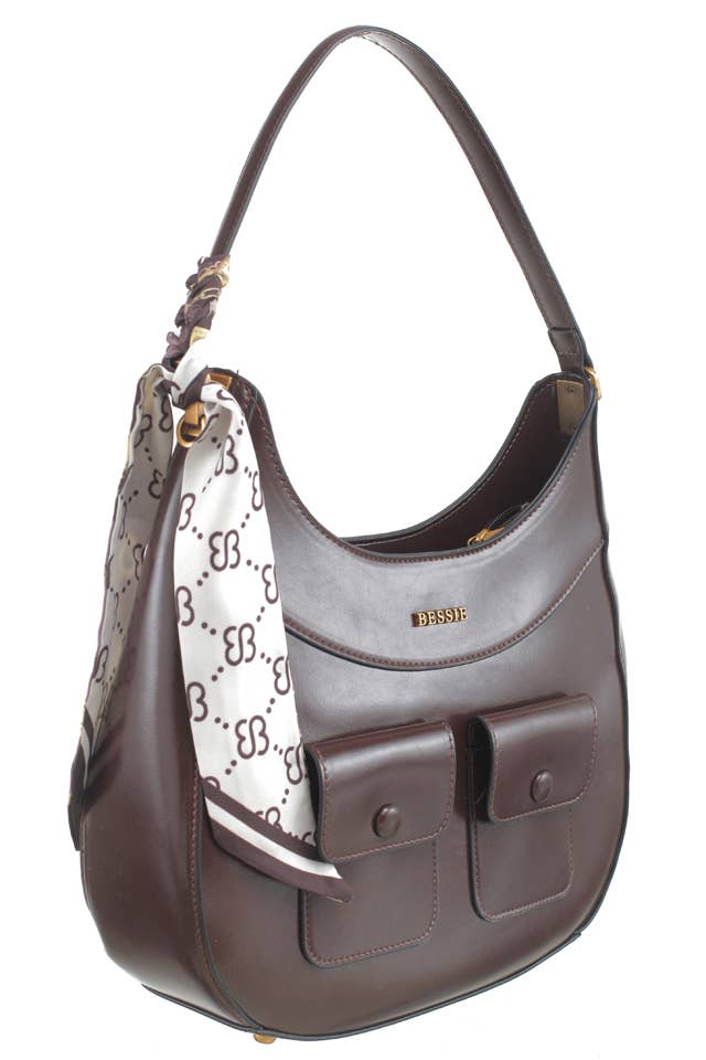 VINTAGE UTILITY HOBO BAG WITH SCARF