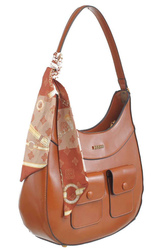 VINTAGE UTILITY HOBO BAG WITH SCARF