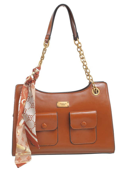 VINTAGE CHAIN SHOULDER BAG WITH SCARF