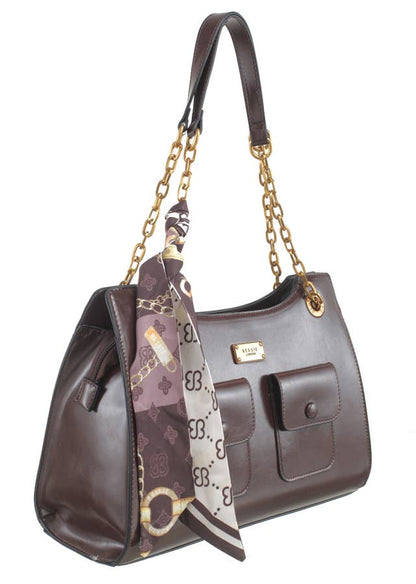 VINTAGE CHAIN SHOULDER BAG WITH SCARF