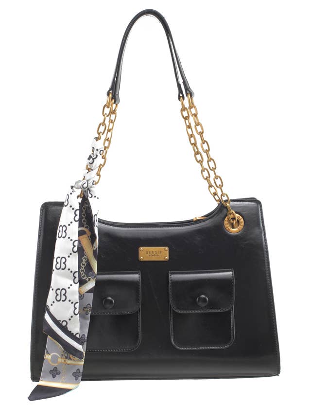 VINTAGE CHAIN SHOULDER BAG WITH SCARF