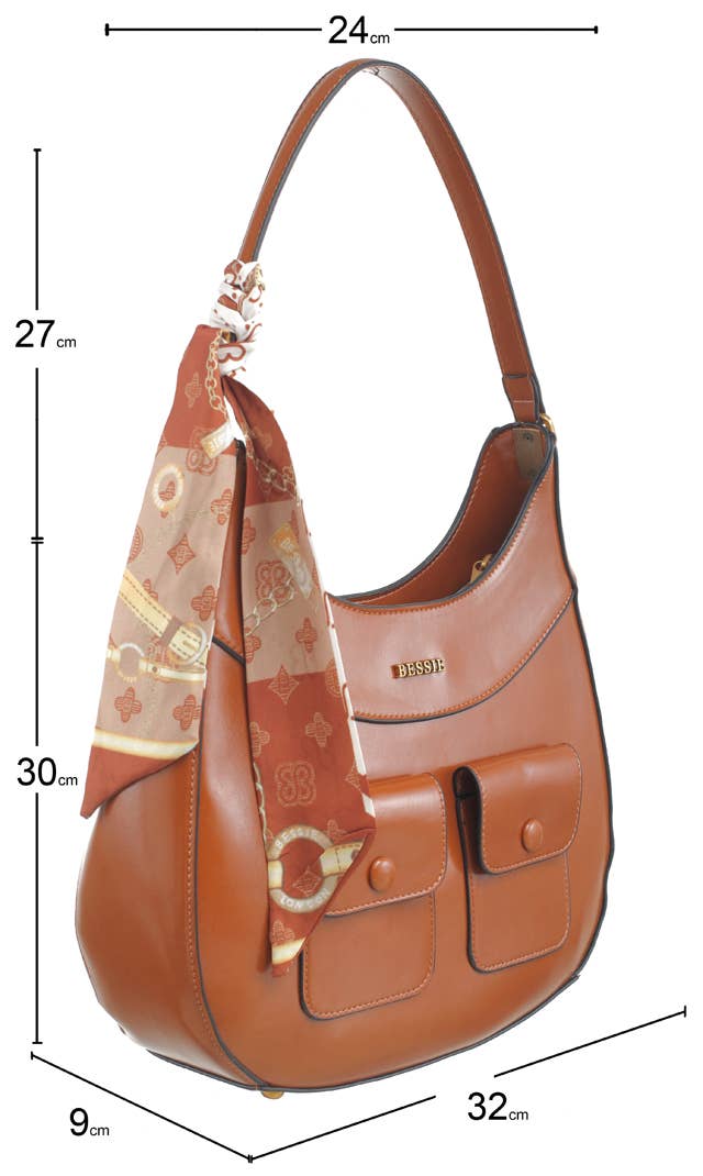 VINTAGE UTILITY HOBO BAG WITH SCARF