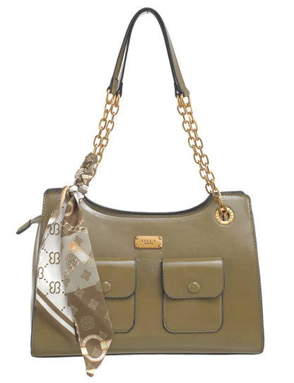 VINTAGE CHAIN SHOULDER BAG WITH SCARF