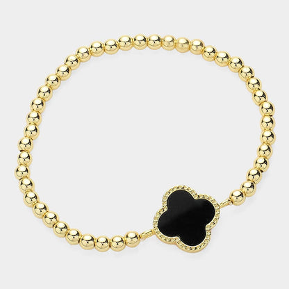 Quatrefoil Pointed Stainless Steel Ball Beaded Stretch Brace